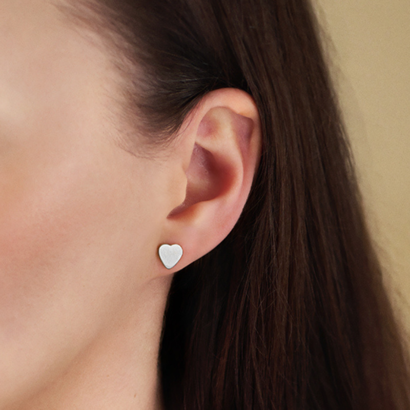 Traveller Earrings - Silver Coloured - Heart - Stainless Steel - 9 x 9 mm