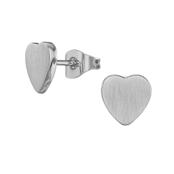 Traveller Earrings - Silver Coloured - Heart - Stainless Steel - 9 x 9 mm - 166338