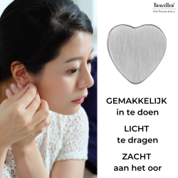 Traveller Oorstekers - Zilverkleurig - Hart - Edelstaal - 9 x 9 mm - 166338