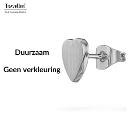 Traveller Oorstekers - Zilverkleurig - Hart - Edelstaal - 9 x 9 mm