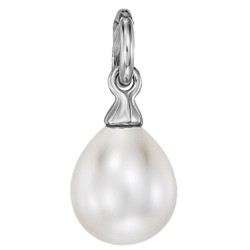 Traveller Parelketting met Hanger - Dames - Parels - 8 mm - Wit - Parel - 12x14 mm - Ovaal - 45 cm - Geplatineerd - 114318