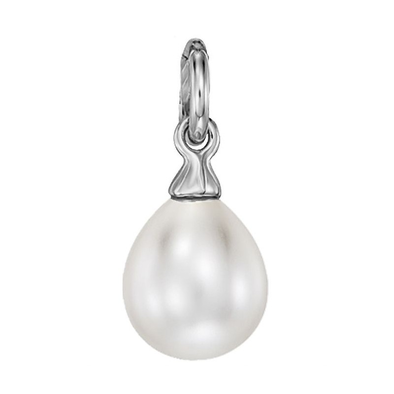 Traveller Perlenkette mit Anhänger - Perlen - 8 mm - Weiß - Perle - 12x14 mm - Oval - 45 cm - Platiniert - 114318