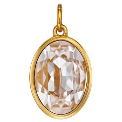 Traveller Dames Parelketting met Hanger - Parels - 10mm - Wit - Kristal - Ovaal - 45 cm - Verguld