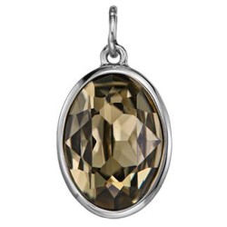 Traveller Pearl Necklace with Pendant - Pearls - 10mm - White - Crystal - Grey/Black - Oval - 45cm - Plated - 114324