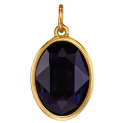 Traveller Dames Parelketting met Hanger - Parels - 10mm - Wit - Kristal - Donker Blauw - Ovaal - 45cm - Verguld - 114326