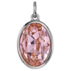 Traveller Pearl Necklace with Pendant - Pearls - 10mm - White - Crystal - Pink - Oval - 45cm - Plated - 114328