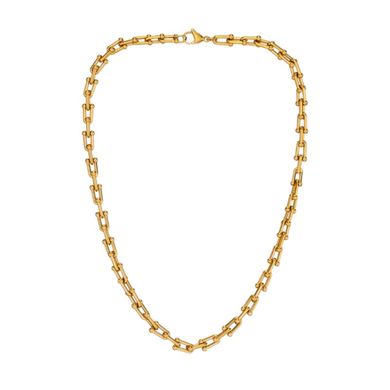 Traveller Ketting - Goud - Schakels - Edelstaal - Verguld - 46 cm - 181270 