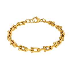 Traveller Armband - Goud - Schakels - Edelstaal - Verguld - 21 cm - 181271