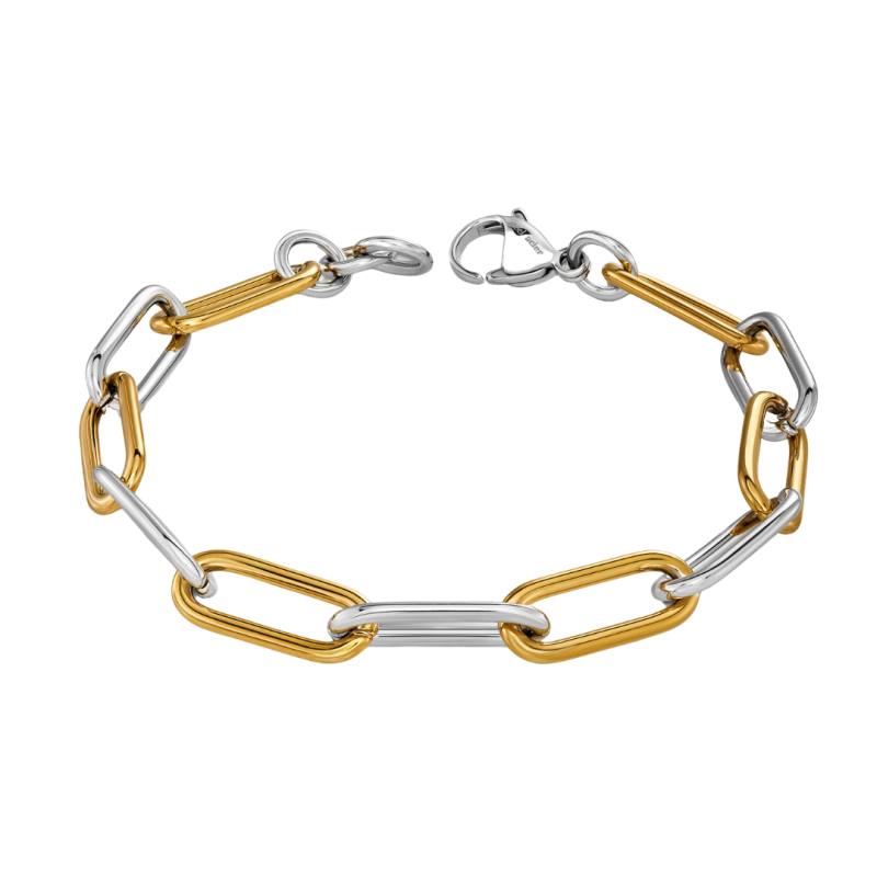 Traveller Bracelet - Bicolour - Gold & Silver - Links - Stainless Steel - Gold Plated - 21 cm - 181273