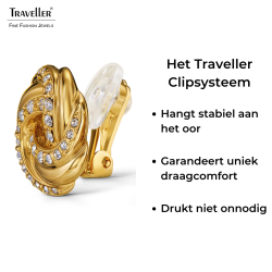 Traveller Clip Oorbellen - Verguld - Kristal - Knoop - Ø 17 mm - 157744