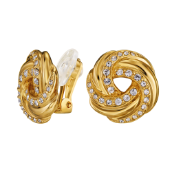 Traveller Clip Oorbellen - Verguld - Kristal - Knoop - Ø 17 mm - 157744