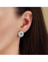 Traveller Clip-on Earrings - Silver Coloured - Crystals - Knot - Ø 17 mm - Platinum Plated - 157745