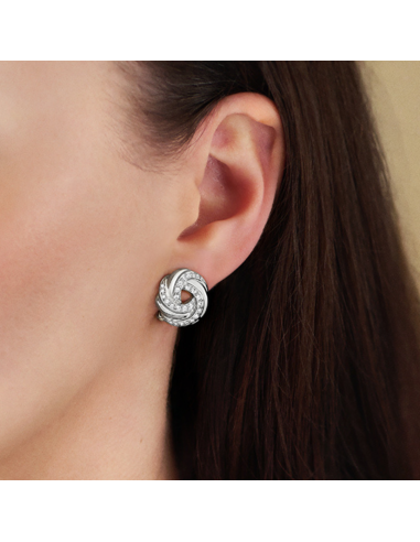 Traveller Clip-on Earrings - Silver Coloured - Crystals - Knot - Ø 17 mm - Platinum Plated