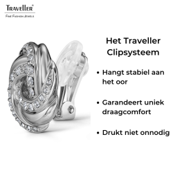 Traveller Clip Oorbellen - Zilverkleurig - Kristal - Knoop - Ø 17 mm - Geplatineerd - 157745