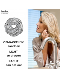 Traveller Clip Oorbellen - Zilverkleurig - Kristal - Knoop - Ø 17 mm - Geplatineerd - 157745