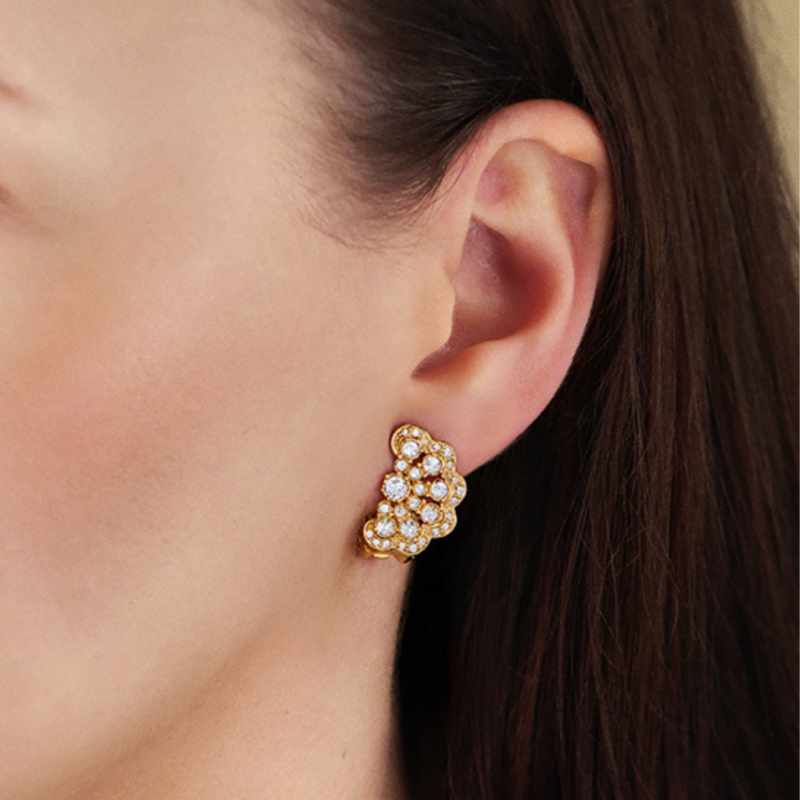 Traveller Clip Oorbellen - Verguld - Kristal - Bloem - 20x12 mm - 157746