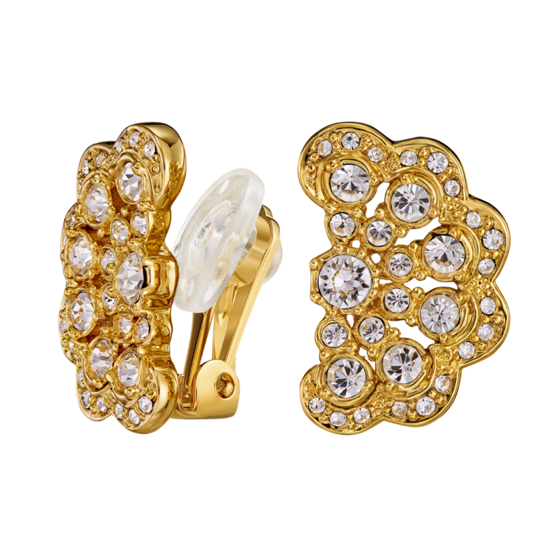 Traveller Ohrclips - Vergoldet - Kristalle - Blüme - 20x12 mm - 157746