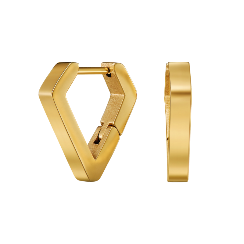 Traveller Creolen - Vergoldet - Dreieck / Diamanten - Edelstahl - 16 x 3 mm - 166343