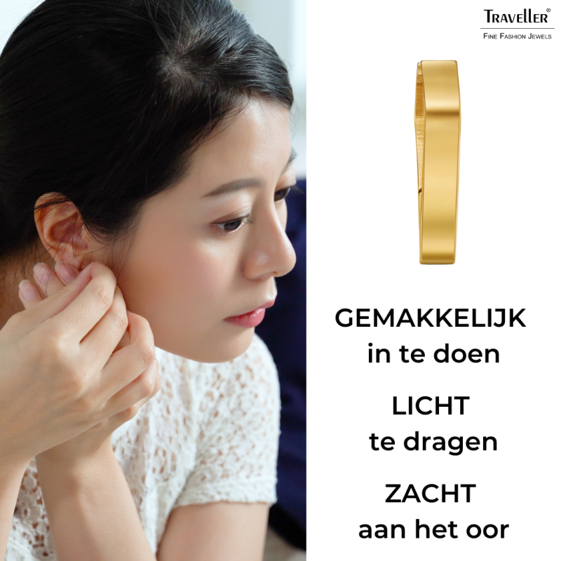 Traveller Oorringen - Verguld - Driehoek / Diamant - Edelstaal - 16 x 3 mm