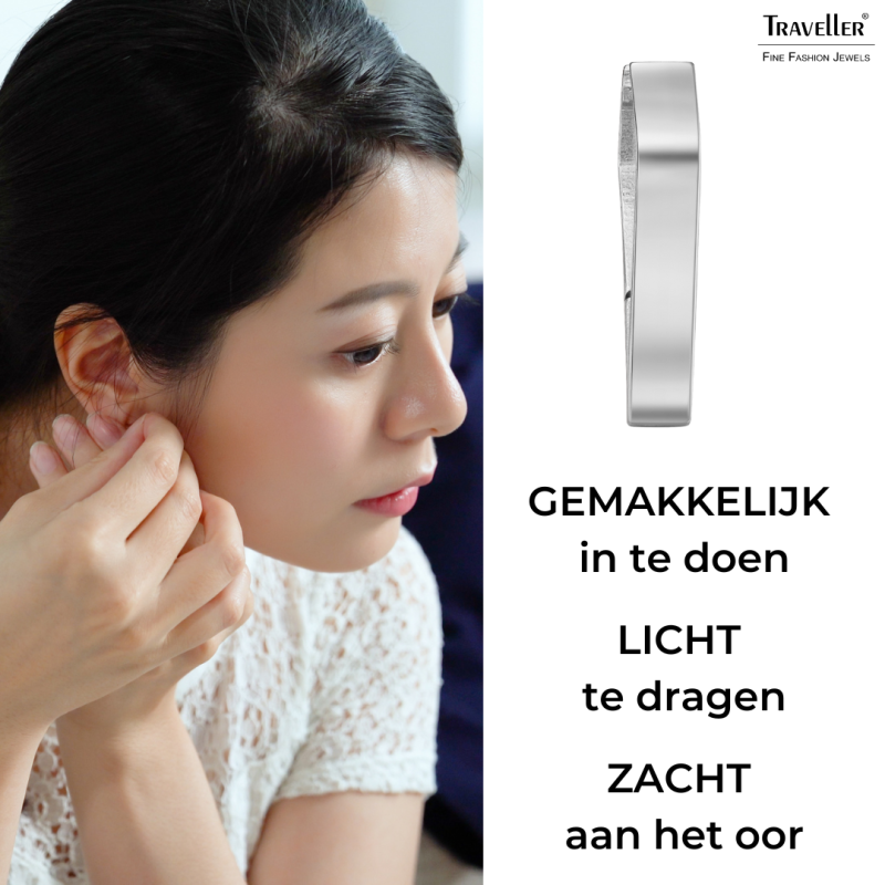 Traveller Oorringen - Zilverkleurig - Driehoek / Diamant - Edelstaal - 16 x 3 mm