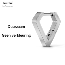 Traveller Oorringen - Zilverkleurig - Driehoek / Diamant - Edelstaal - 16 x 3 mm