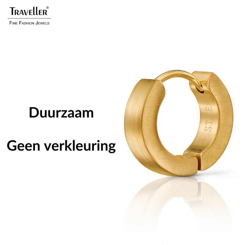 Traveller Oorringen - Unisex - Verguld - Mat - Edelstaal - 14 x 4 mm - 166359