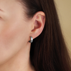 Traveller Hoop Earrings - Unisex - Silver Coloured - Matt - Stainless Steel - 14 x 4 mm