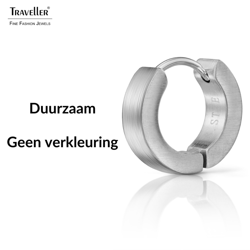 Traveller Oorringen - Unisex - Zilverkleurig - Mat - Edelstaal - 14 x 4 mm