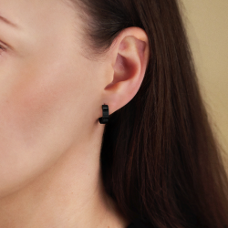 Traveller Hoop Earrings - Unisex - Black - Matt - Stainless Steel - 14 x 4 mm - 166361