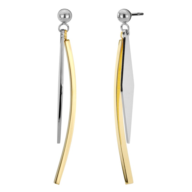 Traveller Oorhangers - Bicolor - Zilver- & Goudkleurig - Edelstaal - 50 x 4 mm - 181287