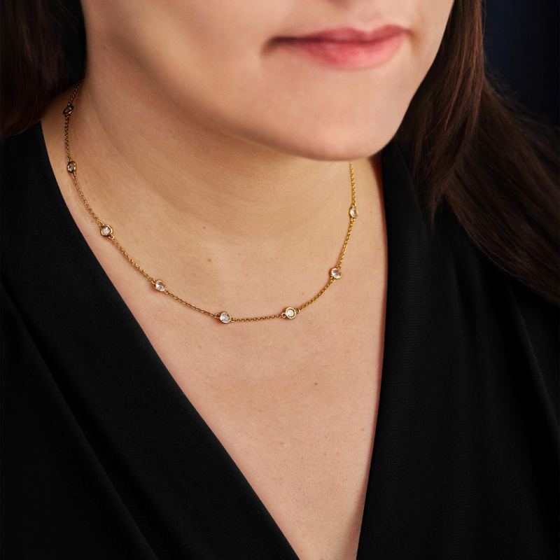 Traveller Dames Ketting - Verguld - Zirconia - Ø 4 mm - 38-44 cm