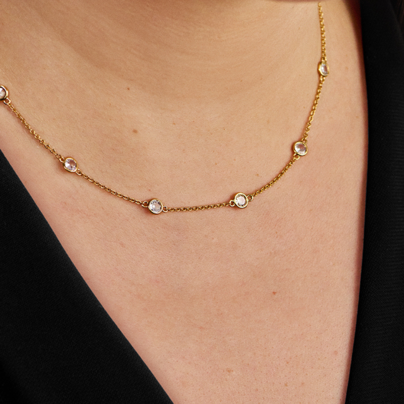 Traveller Dames Ketting - Verguld - Zirconia - Ø 4 mm - 38-44 cm - 157758