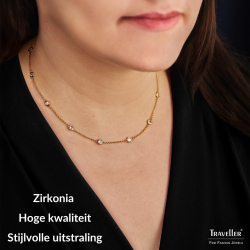 Traveller Dames Ketting - Verguld - Zirconia - Ø 4 mm - 38-44 cm
