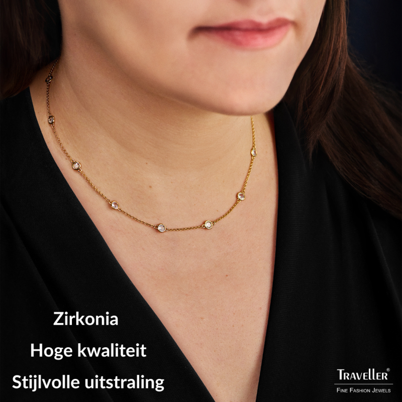 Traveller Ketting - Verguld - Zirconia - Ø 4 mm - 38-44 cm - 157758 