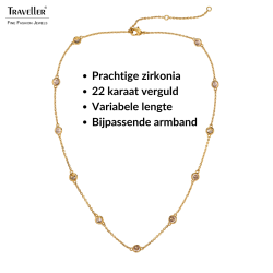 Traveller Dames Ketting - Verguld - Zirconia - Ø 4 mm - 38-44 cm