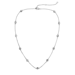 Traveller Necklace - Silver Coloured - Zirconia - Ø 4 mm - Platinum Plated - 38-44 cm