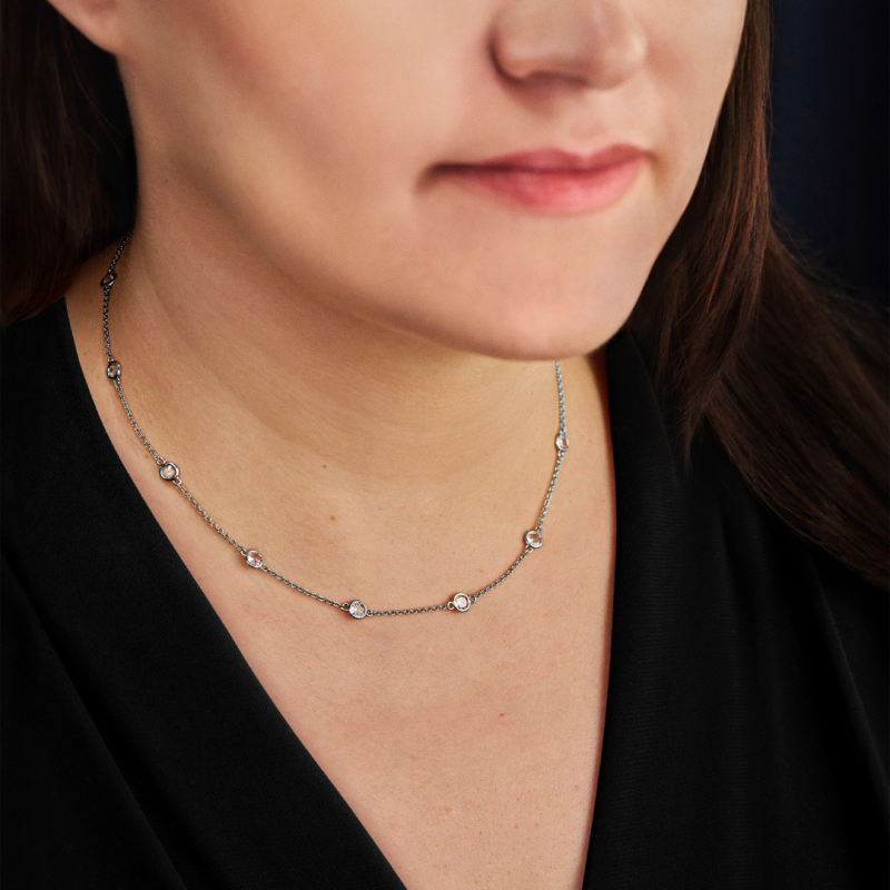 Traveller Collier - Silberfarben - Zirkonia - Ø 4 mm - Platiniert - 38-44 cm