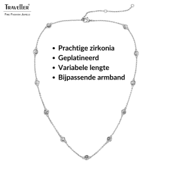 Traveller Ketting - Zilverkleurig - Zirconia - Ø 4 mm - Geplatineerd - 38-44 cm - 157759