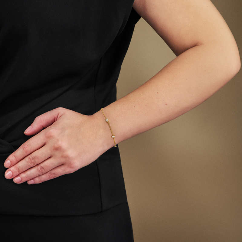 Traveller Bracelet - Gold Plated - Zirconia - Ø 4 mm - 17-20 cm