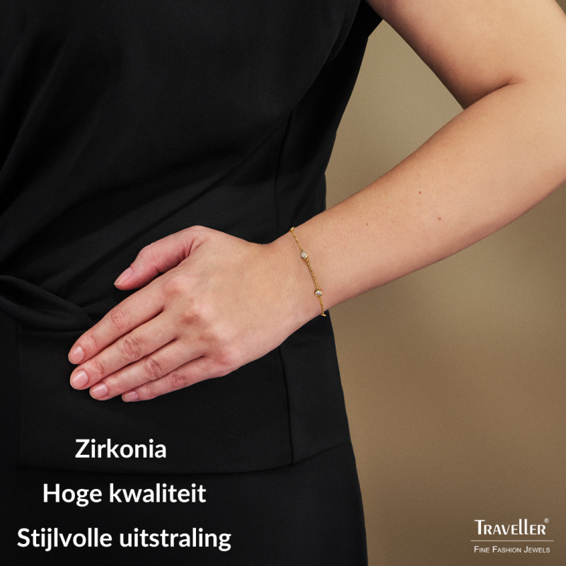 Traveller Armband - Verguld - Zirconia - Ø 4 mm - 17-20 cm - 157760