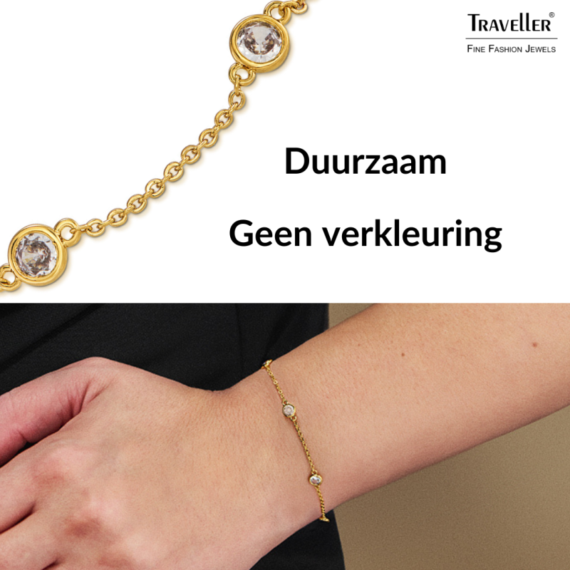 Traveller Armband Dames - Verguld - Zirconia - Ø 4 mm - 17-20 cm - 157760