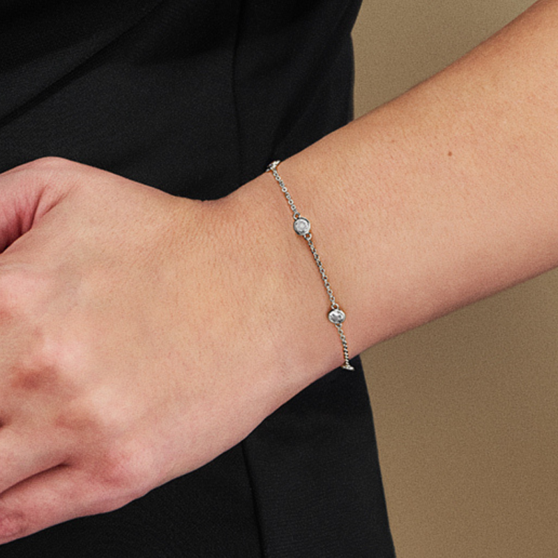 Traveller Armband - Zilverkleurig - Zirconia - Ø 4 mm - Geplatineerd - 17-20 cm - 157761