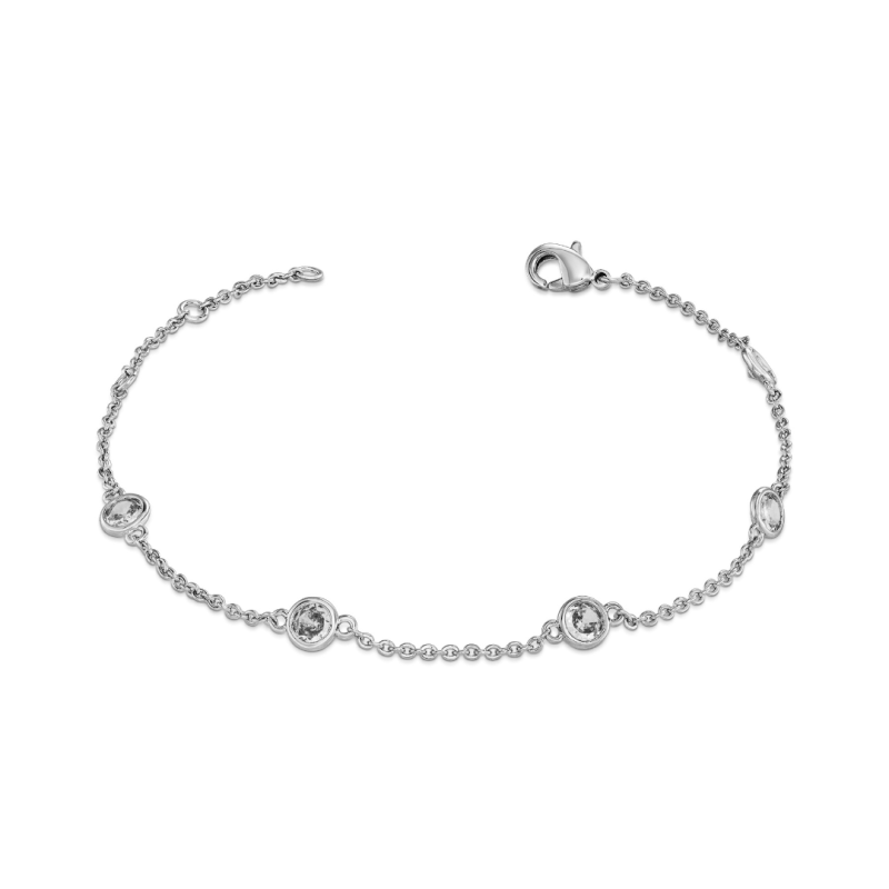 Traveller Bracelet - Silver Coloured - Zirconia - Ø 4 mm - Platinum Plated - 17-20 cm - 157761