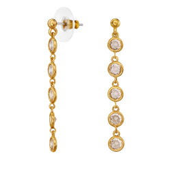 Traveller Drop Earrings - 22ct Gold Plated - Zirconia - Ø 4 mm - 40x4 mm