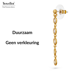 Traveller Oorhangers - 22kt Verguld - Zirkonia - Ø 4mm - 40x2 mm - 157762