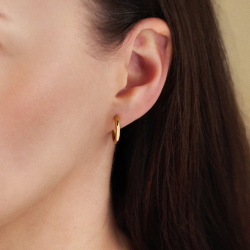 Traveller Earrings - Hoop Earrings - Gold Plated - 3/4 Hoop - Stainless Steel - 15 x 2,5 mm