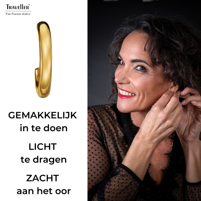 Traveller Oorringen - Verguld - 3/4 Ring - Edelstaal - 15 x 2,5 mm