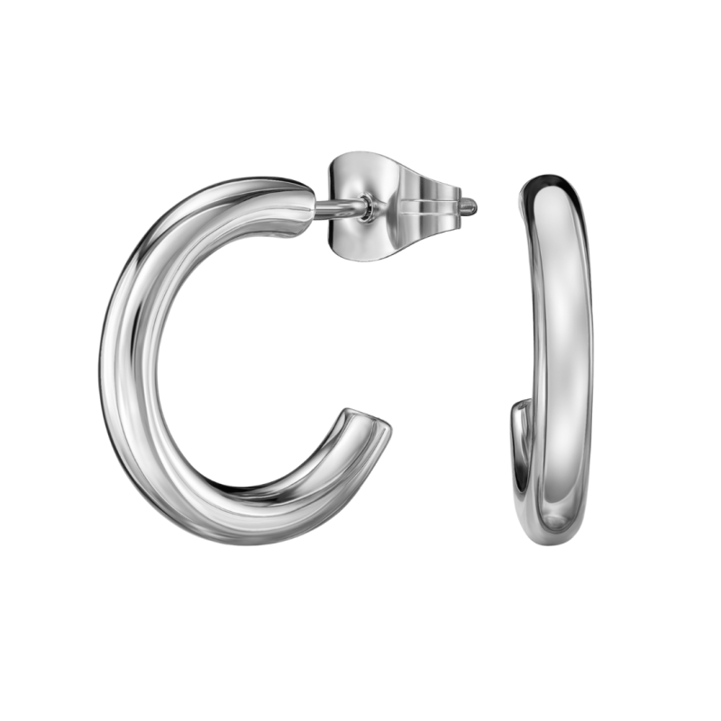 Traveller Oorringen - Zilverkleurig - 3/4 Ring - Edelstaal - 15 x 2,5 mm - 166336