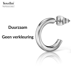Traveller Oorringen - Zilverkleurig - 3/4 Ring - Edelstaal - 15 x 2,5 mm - 166336