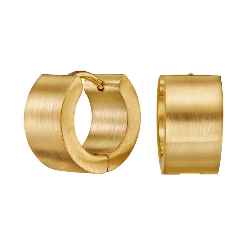 Traveller Hoop Earrings - Unisex - Gold Plated - Matt - Stainless Steel - 14 x 7 mm - 166362